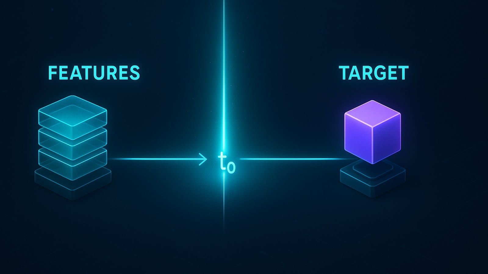 Linha do tempo com o marco t0: features à esquerda, target à direita