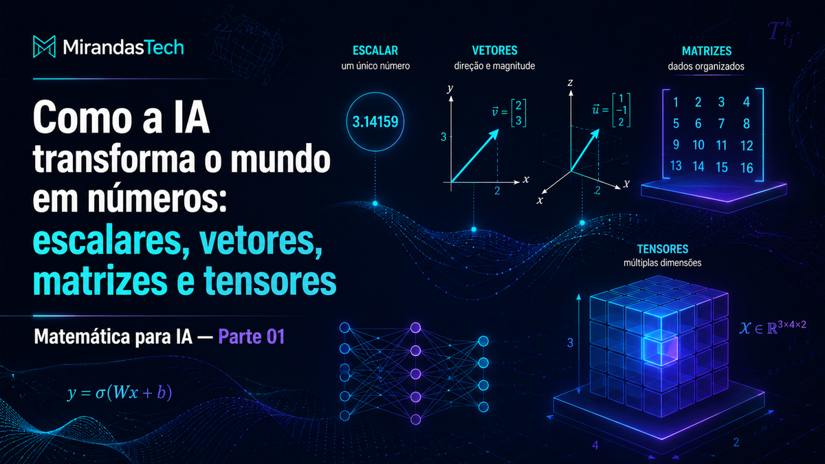 Como a IA transforma o mundo em números: escalares, vetores, matrizes e tensores