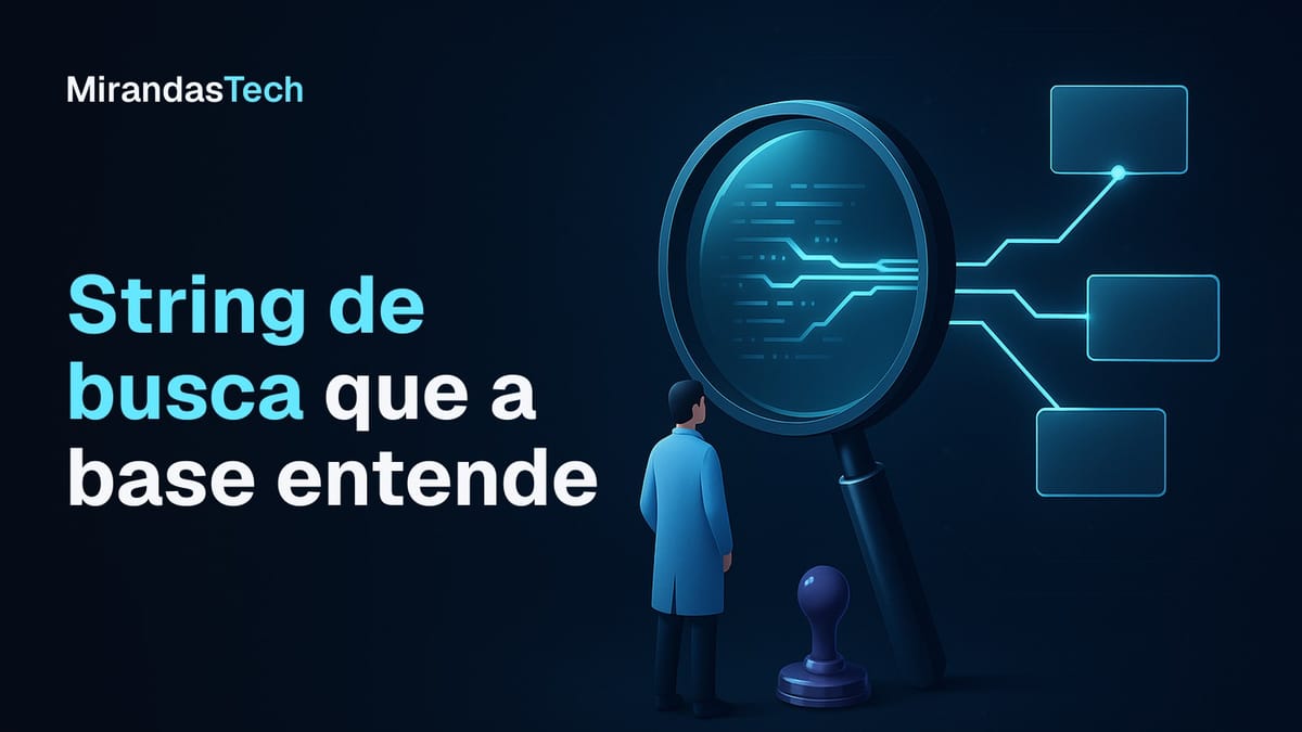 Pesquisador diante de uma grande lupa de vidro que revela um terminal com três feixes de luz ligados a três cartões, e um carimbo violeta ao pé da lupa