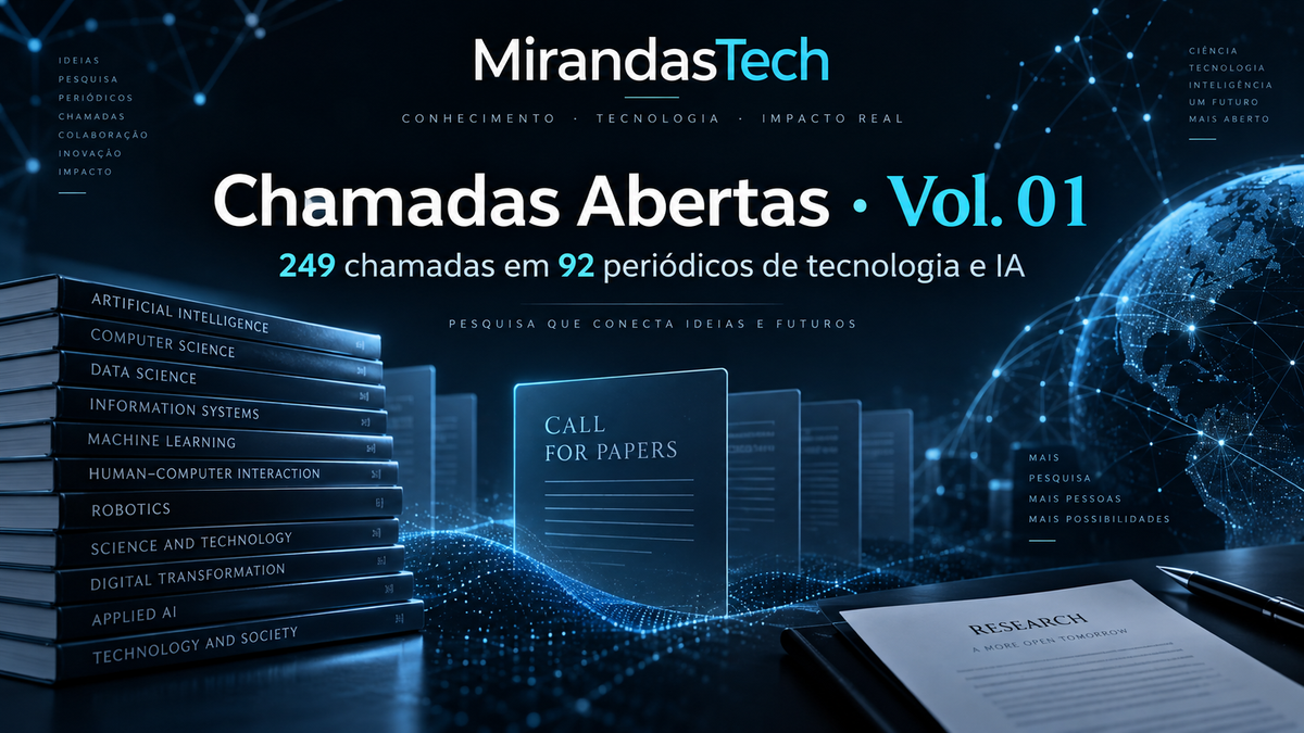 Chamadas Abertas · Vol. 01: 249 chamadas em 92 periódicos de tecnologia e IA