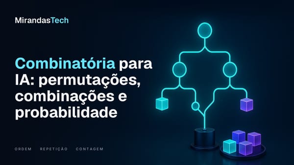 Árvore de decisão luminosa em ciano que nasce de um pedestal e termina em cubos de vidro, alguns reunidos numa bandeja violeta