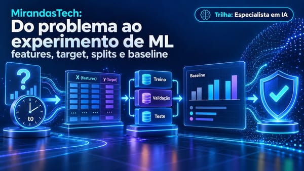 Capa: Do problema ao experimento de ML — features, target, splits e baseline