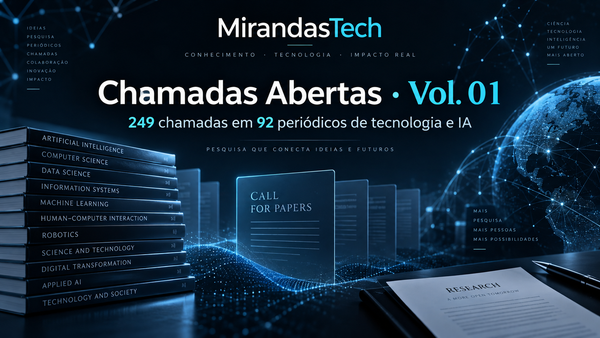 Chamadas Abertas · Vol. 01: 249 chamadas em 92 periódicos de tecnologia e IA